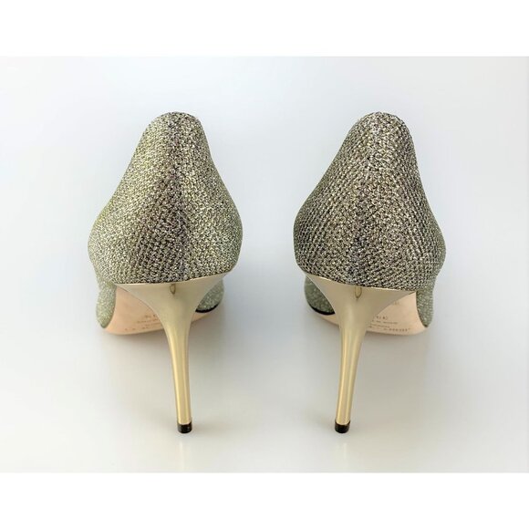 NIB Jimmy Choo Agnes Light Bronze Glitter Pumps Size 39.5 - Picture 6 of 11